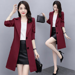 Spring and Autumn New Women's Trench Coat, Medium Length, British Style, Elegant Fashion Loose Fit Coat