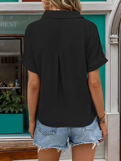 Johnny Collar Half Sleeve Blouse