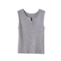 V-neck Knit Cami Top for Women Summer Inner Wear Casual Sleeveless Low Neck Basic Upper Clothing