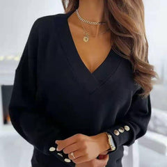 Spring New Long Sleeve Knitted Sweater Women V-neck Jumper Sweaters for Women Button Loose Office Lady Casual Pullover