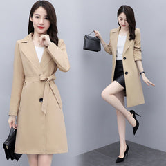Spring and Autumn New Women's Trench Coat, Medium Length, British Style, Elegant Fashion Loose Fit Coat
