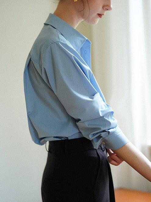 Long Sleeve Shirt Simple and Easy to Care For Casual Office Wear