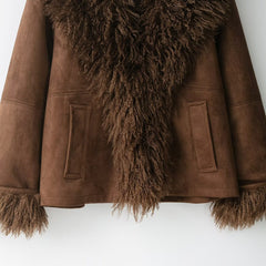 Women's outerwear with faux fur effect jacket