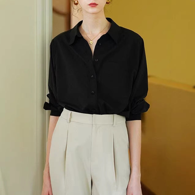 Long Sleeve Shirt Simple and Easy to Care For Casual Office Wear