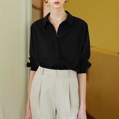 Long Sleeve Shirt Simple and Easy to Care For Casual Office Wear