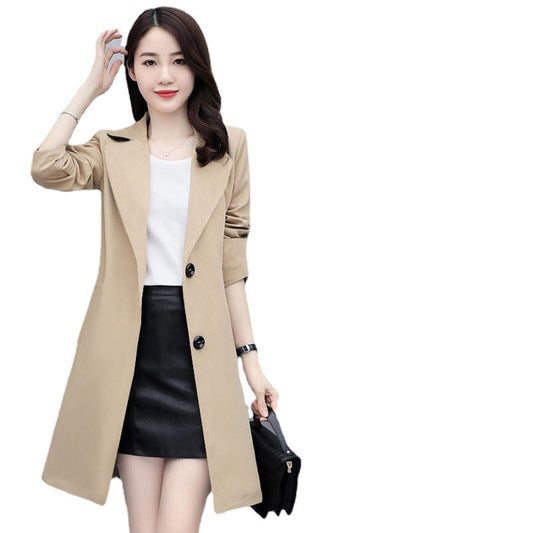 Spring and Autumn New Women's Trench Coat, Medium Length, British Style, Elegant Fashion Loose Fit Coat