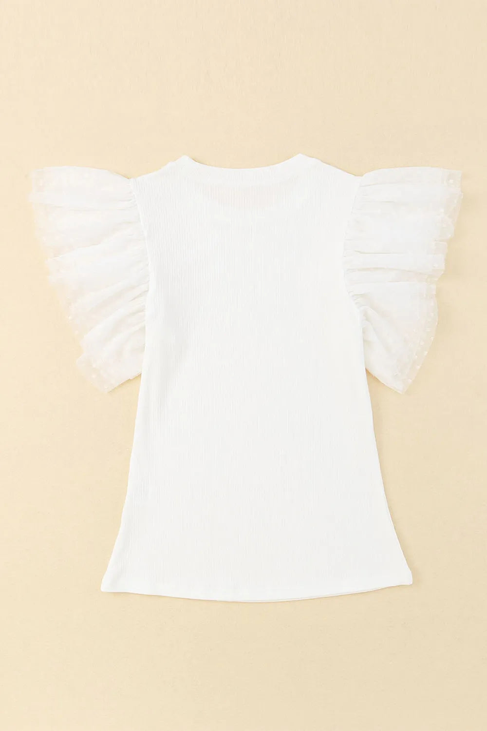 Ruffled Round Neck Cap Sleeve Polyester Blouse