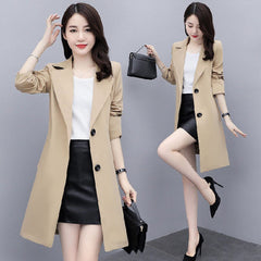 Spring and Autumn New Women's Trench Coat, Medium Length, British Style, Elegant Fashion Loose Fit Coat