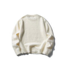 Crew Neck Sweater for Men and Women Loose Imitation Mink Knitted Sweater