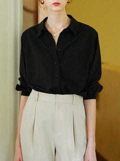 Long Sleeve Shirt Simple and Easy to Care For Casual Office Wear